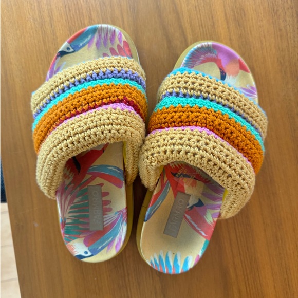 Farm Rio Stripe Crochet Platform Slide - Picture 2 of 3